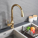 GobekUsa Brass Kitchen Faucet Pull Out Sprayer High Arch Mixer Tap Kit