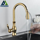 GobekUsa Brass Kitchen Faucet Pull Out Sprayer High Arch Mixer Tap Kit