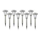 High-End 8 Pack Solar Pathway Lights Glass Stainless Steel Warm White, Auto On/off 15 Lumen
