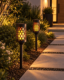 High End 20 lumen Solar Pathway Torch Light Die-cast Aluminum and Glass (2-Pack)