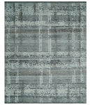 High-Low Ivory, Gray and Charcoal 8x10 hand knotted Contemporary wool Area rug