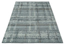 High-Low Ivory, Gray and Charcoal 8x10 hand knotted Contemporary wool Area rug