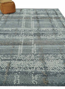 High-Low Ivory, Gray and Charcoal 8x10 hand knotted Contemporary wool Area rug