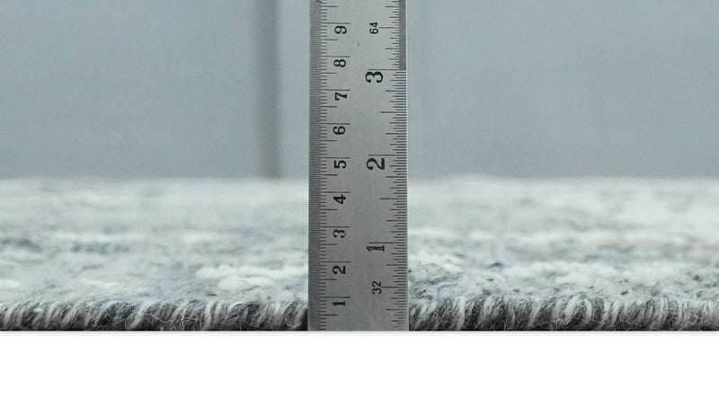 High-Low Ivory, Gray and Charcoal 8x10 hand knotted Contemporary wool Area rug