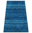 High Pile Blue Hand knotted Contemporary Custom Made Solid Afghan wool Area Rug