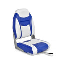 High Back Folding Boat Seat with Blue White Sponge Cushion and Flexible Hinges-Blue by LJGDeals