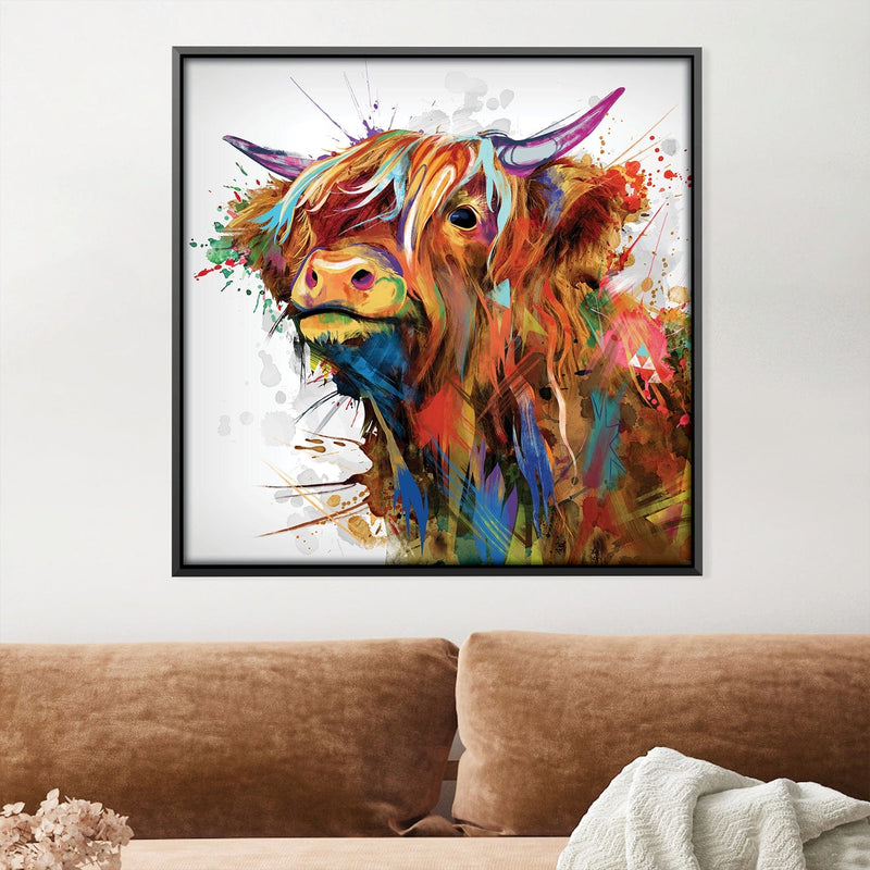 Highland Cow of Colors Canvas