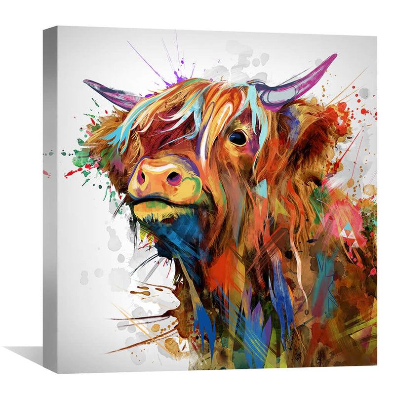 Highland Cow of Colors Canvas