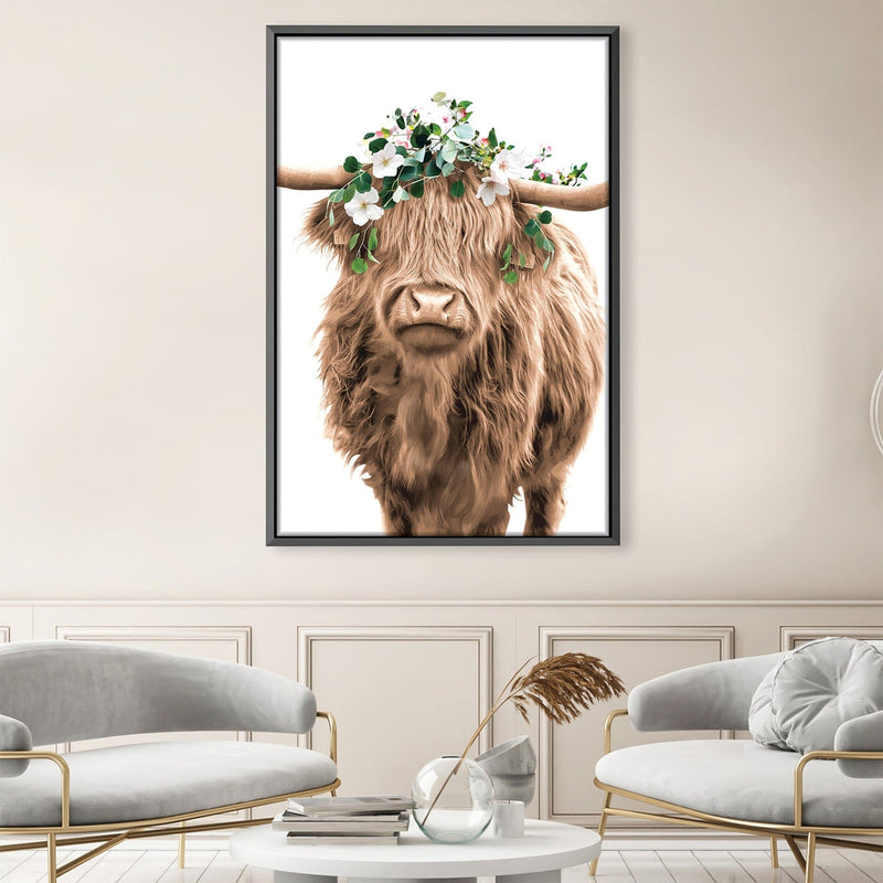 Highland Cow Portrait Canvas