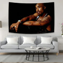 Hip-hop style white & red 2pac tapestry bedroom wall hanging by Decorbites