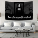 Hippie black metal tapestry flag size chart for bedroom art by Decorbites