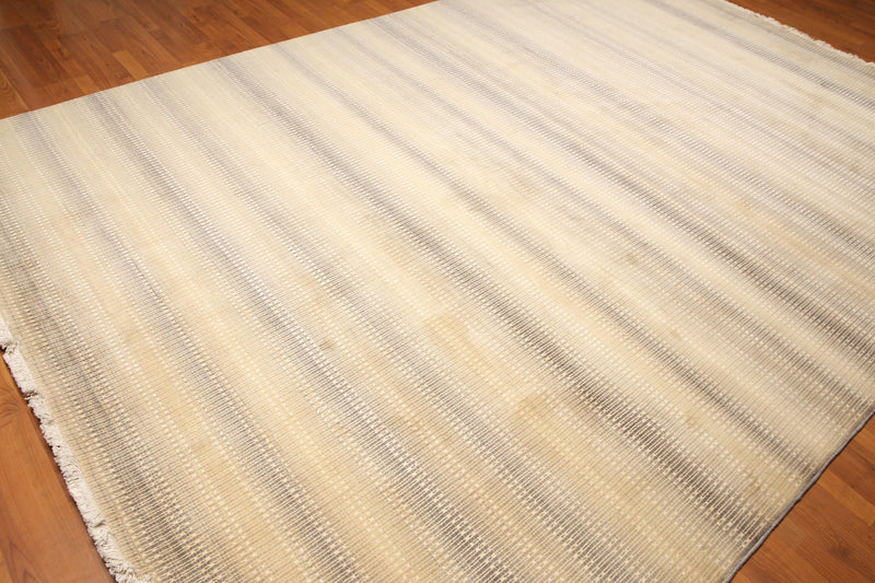 8'2" x 12' Hand Knotted Chic Design Wool Silk Full Pile Oriental Area Rug Beige