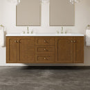 James Martin Laurent 72" Dual Mount Double Bathroom Vanity, Honey Oak