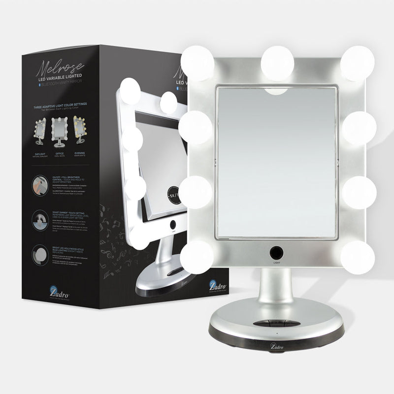 Melrose Lighted Makeup Mirror with Magnification & Bluetooth Speaker