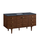 James Martin Amberly 60" Dual Mount Single Bathroom Vanity, Mid-Century Walnut