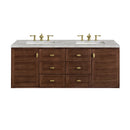 James Martin Amberly 60" Dual Mount Double Bathroom Vanity, Mid-Century Walnut