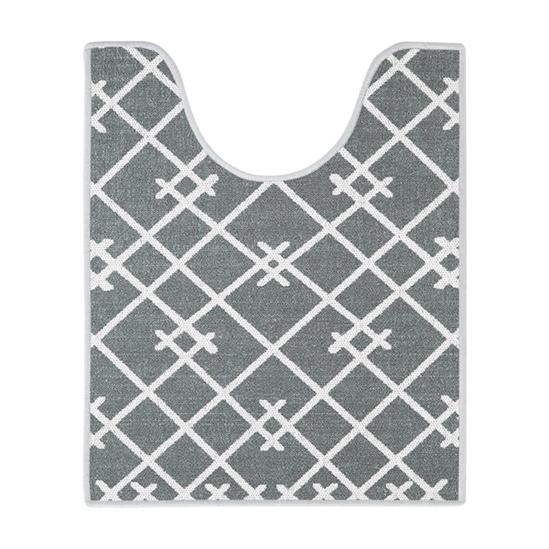Geometric Design U Shape Bathroom Rug | 20”x24" | Gray