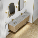 James Martin Allamari 72" Floating Double Bathroom Vanity, Dune Mist