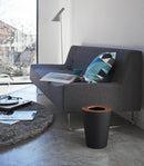Trash Can - Round - Steel + Wood by Yamazaki Home