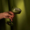 Reserve Nouveau Crystal Coupe Glasses in Sage Set of 2 by Viski