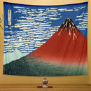 Hokusai red & blue beach scenery tapestry bedroom wall decor by Decorbites