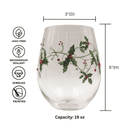 Christmas Holly Stemless Wine Glasses