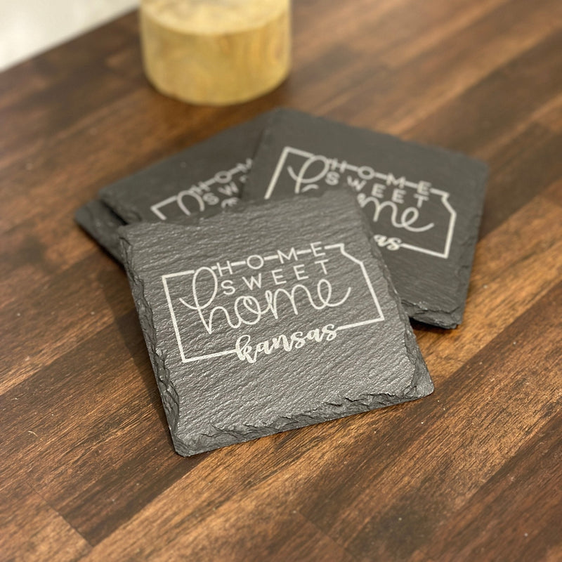 Home Sweet Home Coaster (State Outline) | Slate Coaster