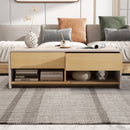 Home Coffee Table with 2 Drawers and 2 Storage Shelf-White & Natural
