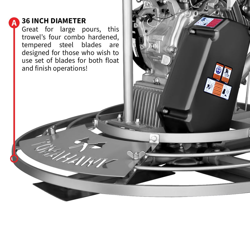 36" Honda Concrete Fast Pitch Power Trowel with 9HP Honda GX270 Finishing Blades Finishing Tool