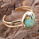 Honey Bee Blue Turquoise Golden Cuff Bracelet