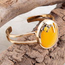 Honey Bee Yellow Agate Golden Cuff Bracelet