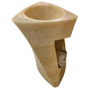 Beige Sculptural Natural Stone Honey Onyx Pedestal Bathroom Sink Hand Carved
