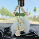 Lily of the Valley Handmade Crochet Car Mirror Hanging Accessories Car Decorations DIY Crafts Car Rearview Mirror Hanging Ornament