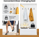 3-in-1 Entryway Hall Tree Coat Rack Shoe Bench with Hooks and Bottom Storage-White by LJGDeals