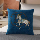 Horse embroidered jacquard pillow cover living room decor by Decorbites