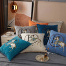 Horse embroidered jacquard pillow cover living room decor by Decorbites