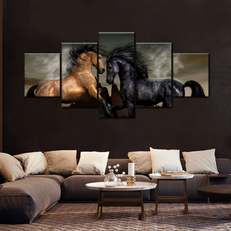 Clashing Wild Horses Wall Art