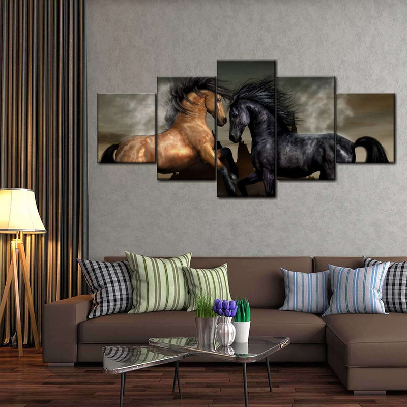 Clashing Wild Horses Wall Art
