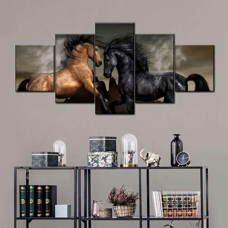 Clashing Wild Horses Wall Art