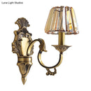 GobekUsa Hotel Wall Mounted Brass Wavy Arm Lamp Kit with Cone Crystal Shade