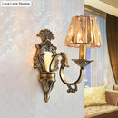 GobekUsa Hotel Wall Mounted Brass Wavy Arm Lamp Kit with Cone Crystal Shade
