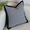 Houndstooth jacquard pillowcase black & white living room decor by Decorbites