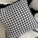 Houndstooth jacquard pillowcase black & white living room decor by Decorbites
