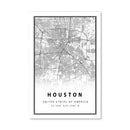 Houston White Map Canvas