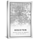 Houston White Map Canvas