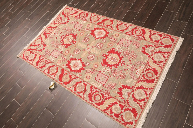 4' x 6' Hand Knotted Wool Reversible Area Rug Traditional Tan