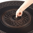 Aluminum 34-in Round Antique Copper Fire Table Set with Rocking Chairs