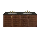 James Martin Amberly 60" Dual Mount Double Bathroom Vanity, Mid-Century Walnut