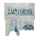 US States California Design 3 Piece Bathroom Rugs Set | Blue