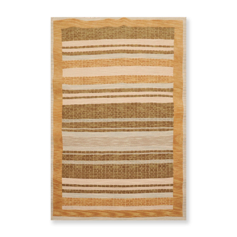 3'10" x 5'10" Hand Knotted Wool High Low Pile Area Rug Beige